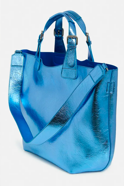 Essentiel Antwerp <br> BORSA SHOPPER METALLICA BLU