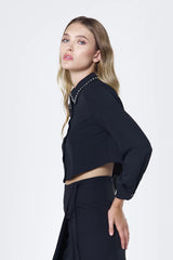 Two Way <br> CAMICIA CROP CON STRASS