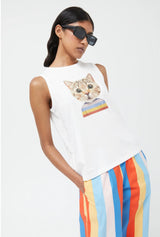 Compañía Fantástica <br> T-SHIRT BIANCA CON GATTO